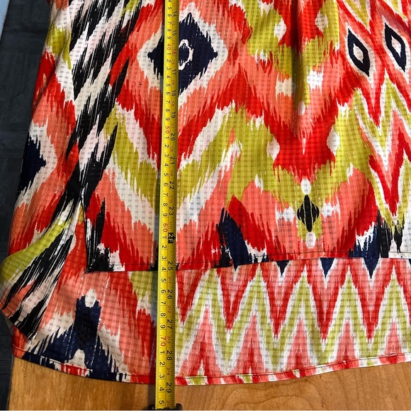 Jones New York Sheer Ikat Print Blouse XL Oversized Boho Tunic Top Artsy Spring - Picture 8 of 10